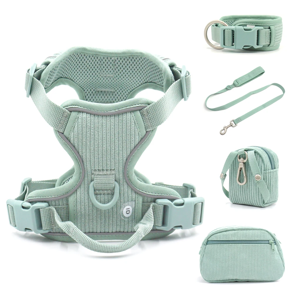 Conjunto collar y arnés para perros con Airtag antipérdida - Verde