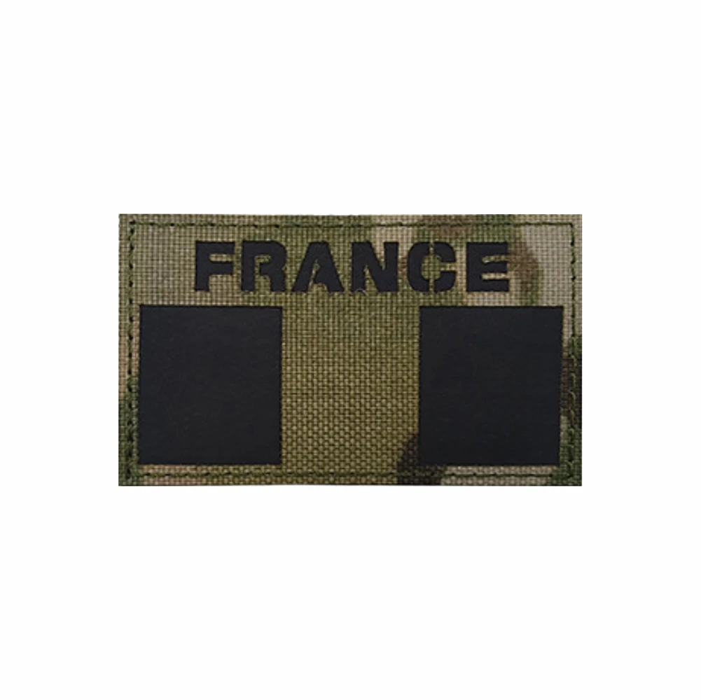 Parche reflectante de la bandera de Francia, insignia de brazalete que brilla en la oscuridad, apliques de adorno, parches tácticos IR blancos y negros - imagen 4