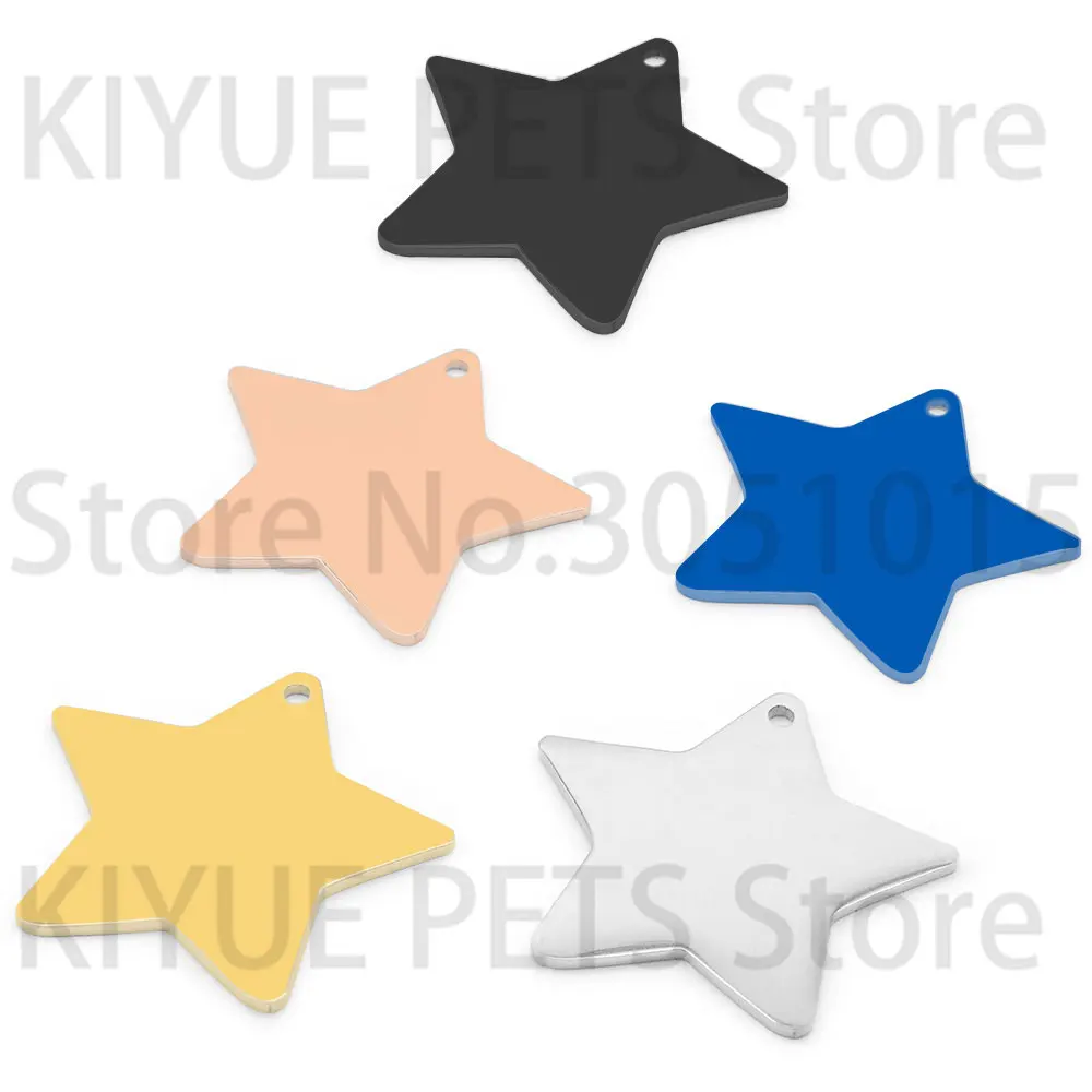 Venta al por mayor, 100 Uds., estrella de acero inoxidable, colgante de joyería DIY, nombre personalizado para hombre, etiqueta de identificación de perro, Collar decorativo para mascotas - imagen 4