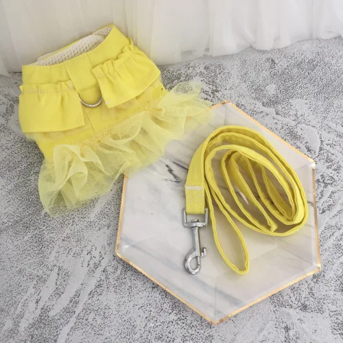 Ropa para perros, chaleco fino de primavera, falda, correa para el pecho, cuerda de tracción, gato, Teddy, perro pequeño, Collar para perro, accesorios para cachorros - imagen 3