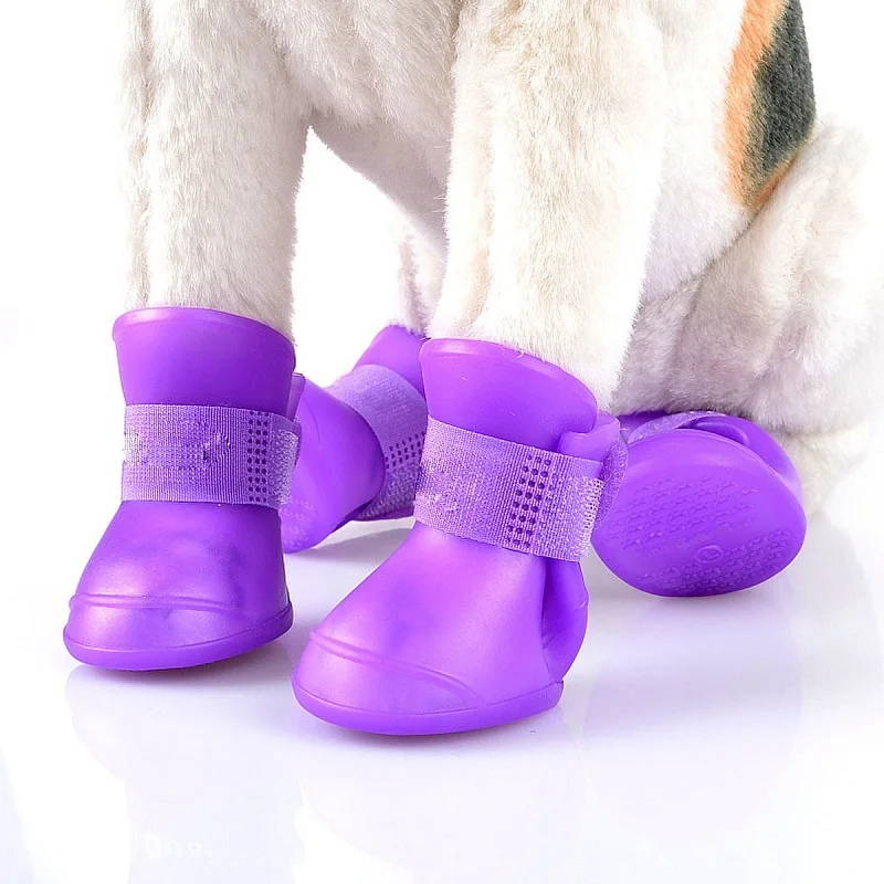 Botas de goma antideslizantes para mascotas, impermeables, para perros pequeños, medianos y grandes, zapatos para exteriores, botines para perros, accesorios para mascotas, 4 Uds.