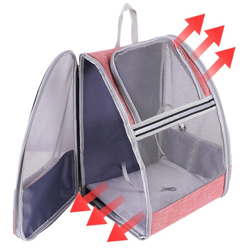 Bolso de hombro transpirable para gato, mochila portátil, suministros para mascotas, Verano - imagen 3