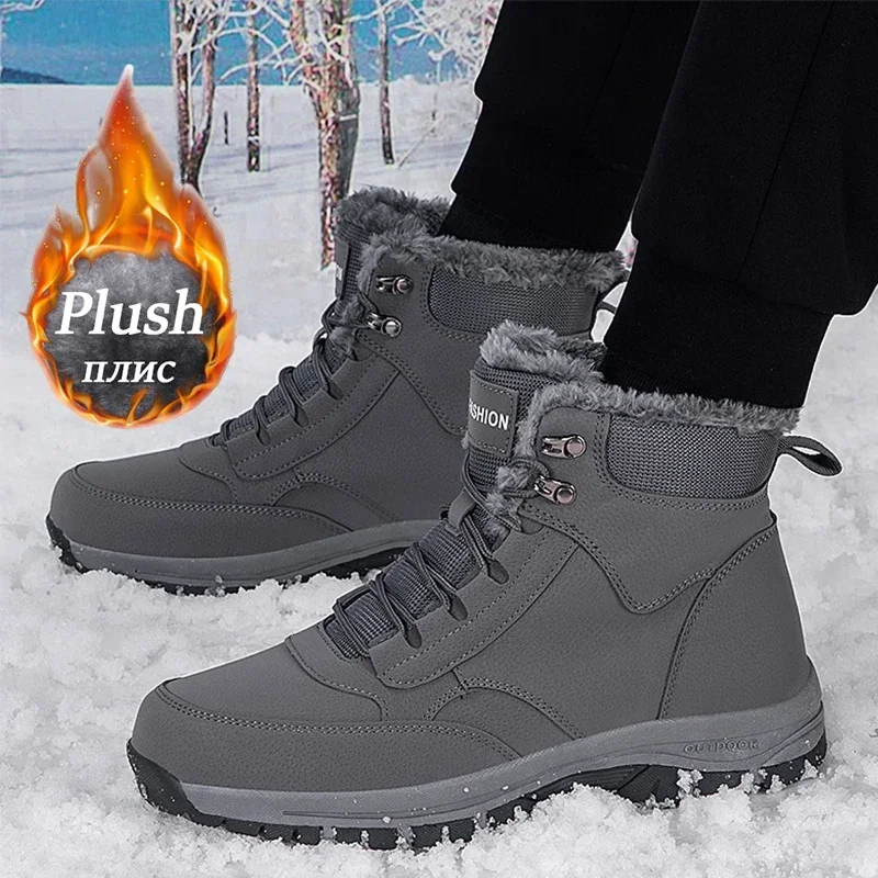 Botas de nieve impermeables para hombre y mujer, zapatos de deporte de cuero, súper cálidos, para exteriores, senderismo, trabajo, Size37-47 - imagen 5