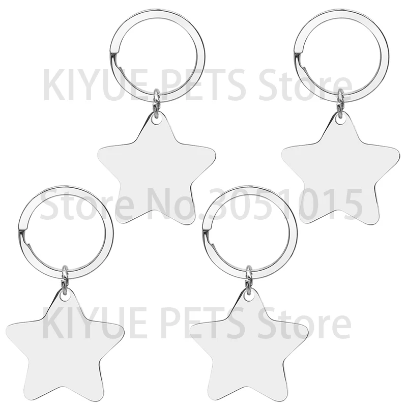 Etiqueta de Metal en blanco con forma de estrella para mascotas, 20 piezas, con llavero, placa de nombre de perro de acero inoxidable, colgante personalizado, accesorios para hacer joyas - imagen 5