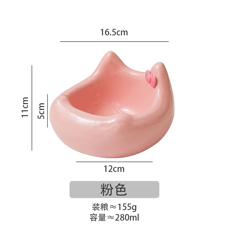 Cuenco de cerámica para comida de gato, cuenco para mascotas, cuenco de cerámica para gatos, protección del cuello, boca Diagonal, lavabo de comida para mascotas, bonito volcado - imagen 5