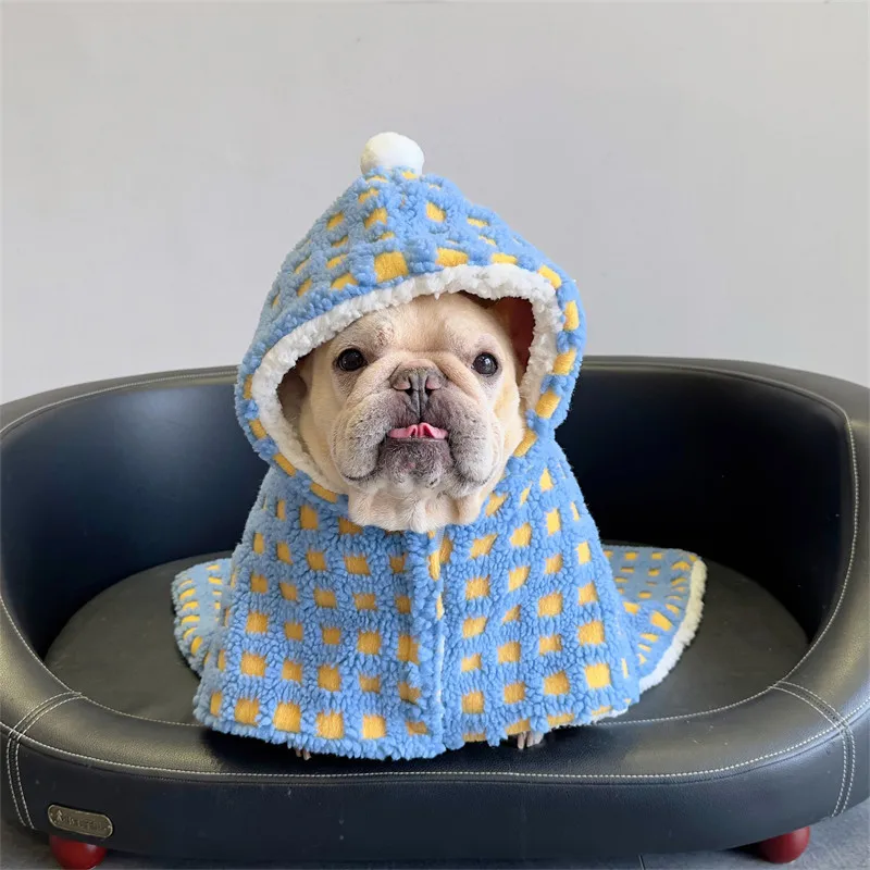 Ropa para perros, capa para gato, Bulldog, Otoño/Invierno, manta de felpa gruesa, capa, camisón, abrigo para mascotas, abrigo de felpa, ropa para cachorros - imagen 5