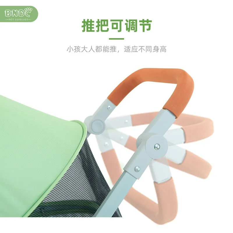 Cochecitos desmontables para mascotas, carrito de tres usos para gatos y perros, carrito Universal con rejilla de mil pájaros, productos para mascotas - imagen 3