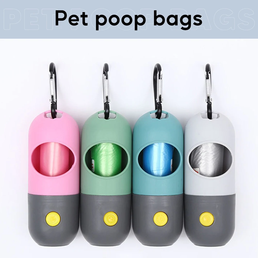 Dispensador de bolsas para excrementos de perros con luz Led, bolsa de basura degradable para exteriores, bolsas de basura portátiles para mascotas, suministros de limpieza para perros y gatos, accesorios - imagen 5