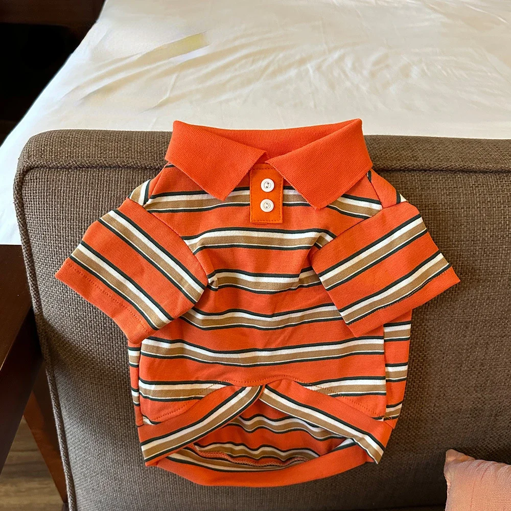 Nueva camisa de algodón puro INS para mascotas, camiseta a rayas, camisa para perros, ropa para perros, ropa para Bulldog Francés Yorkshire Terrier - imagen 2