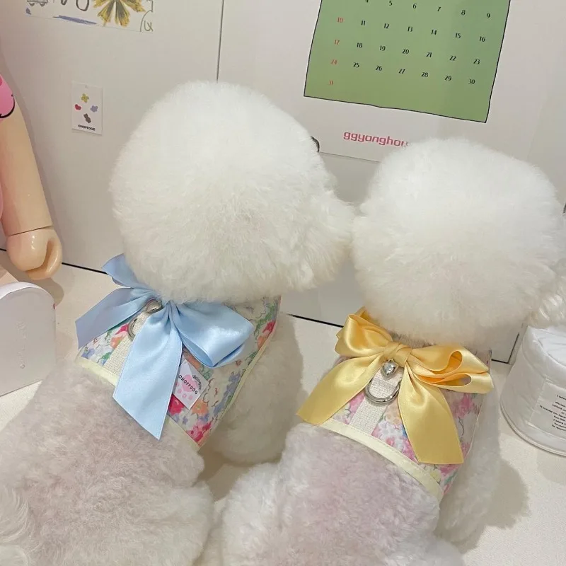 Vestido floral con lazo para cachorro – Algodón transpirable cuatro estaciones