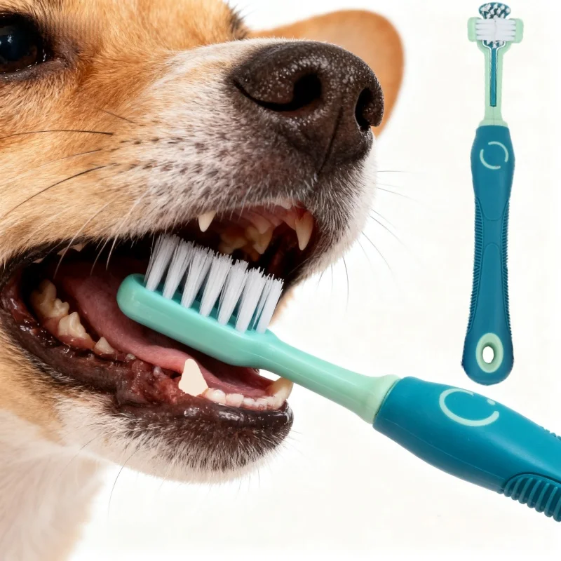 Cepillo de dientes para mascotas de 3 caras, cuidado Dental multiángulo, cepillo de dientes para perros, limpieza del mal aliento, herramienta de cuidado de los dientes, cepillo de limpieza