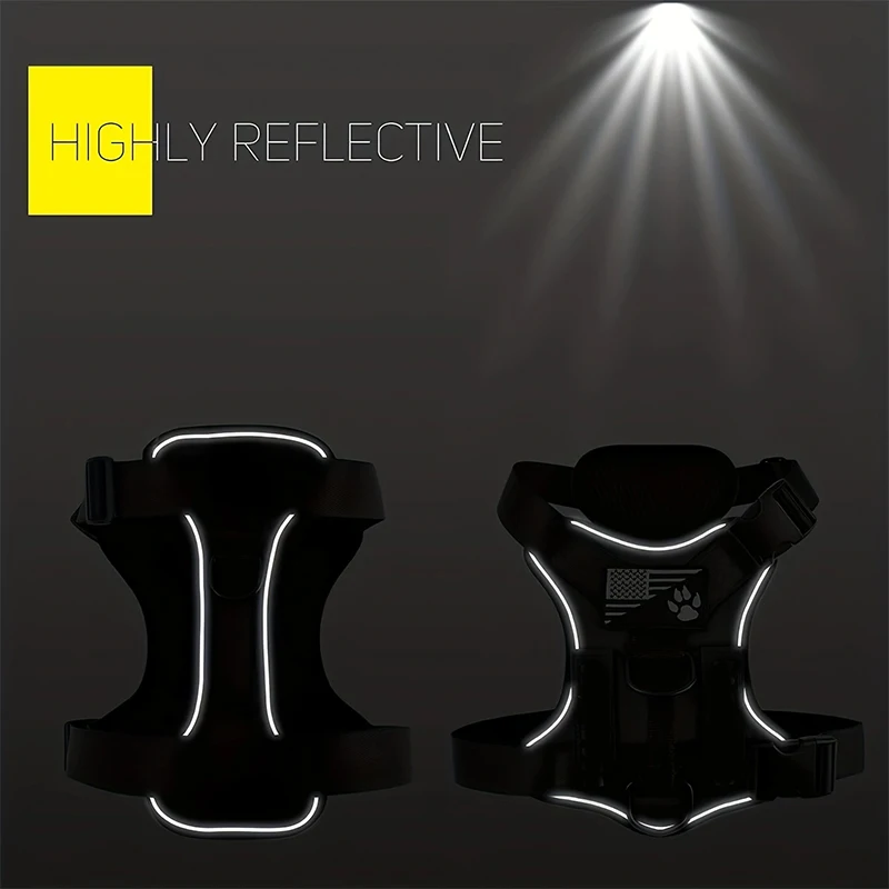 Arnés de servicio para perros, arnés reflectante para chaleco para perros con parches de 5 uds, arnés Oxford suave ajustable para mascotas, malla de capa interior, fácil - imagen 4
