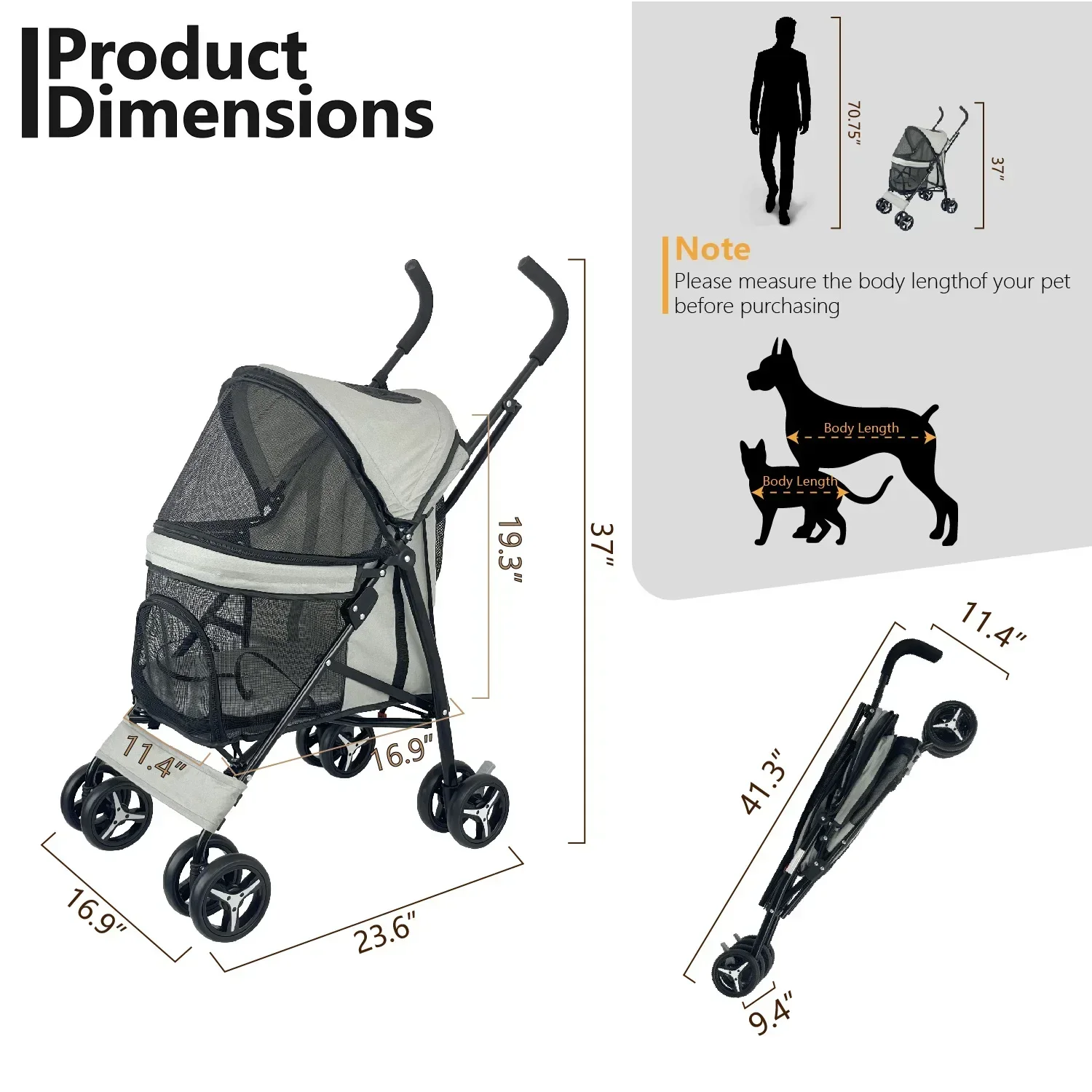 Carrito de viaje plegable para perros y gatos con ruedas - imagen 5