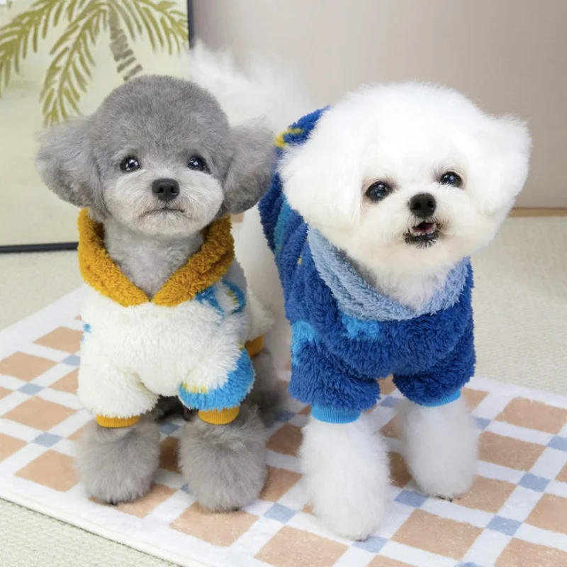 Ropa cálida de invierno para perros, sudaderas con capucha suaves y bonitas para perros, jerséis con patrón de animales para cachorros, suéter de gato de peluche a la moda, Sudadera con capucha para mascotas, trajes para caniche - imagen 3