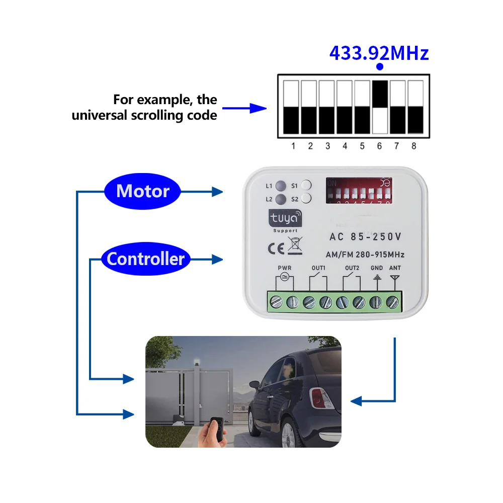 Tuya receptor WiFi para puerta de garaje multifrecuencia con mando - imagen 5