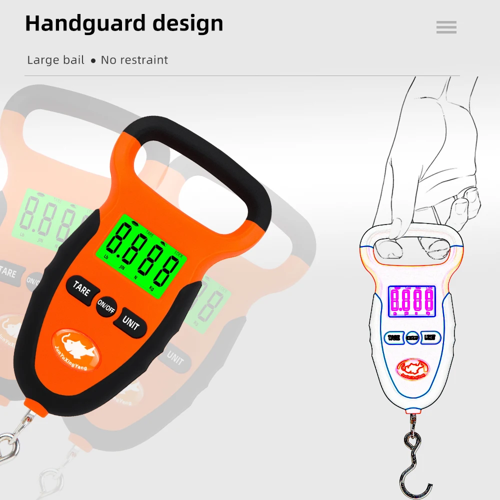 50KG/10g impermeable anzuelo pesaje báscula colgante portátil báscula de gancho Digital Lb/KG/JIN/N mango pesaje para equipaje de pesca - imagen 4