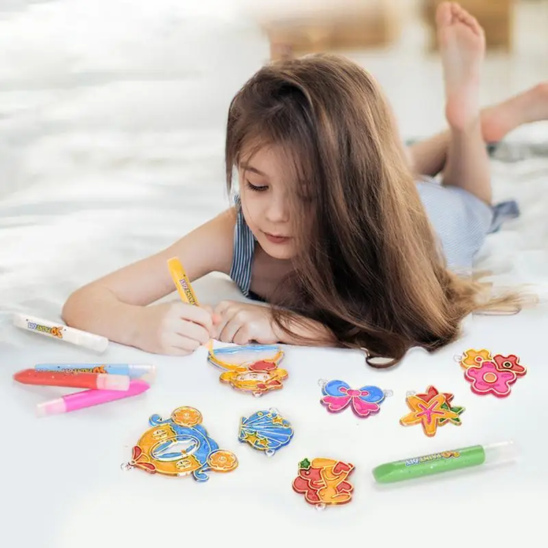 Juego de pintura de cristal para manualidades, pegamento de cristal para niños, sin hornear - imagen 4
