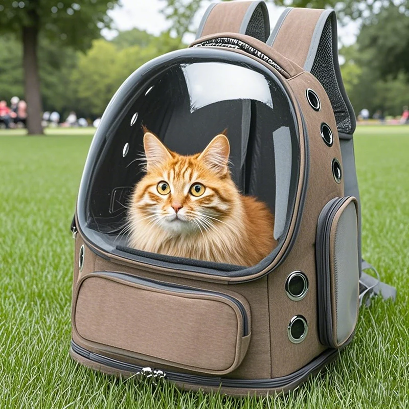 Bolsa transportadora transparente para gatos, mochila de viaje al aire libre para gatos, perros pequeños, bolsa de transporte transpirable para gatos, suministros para mascotas
