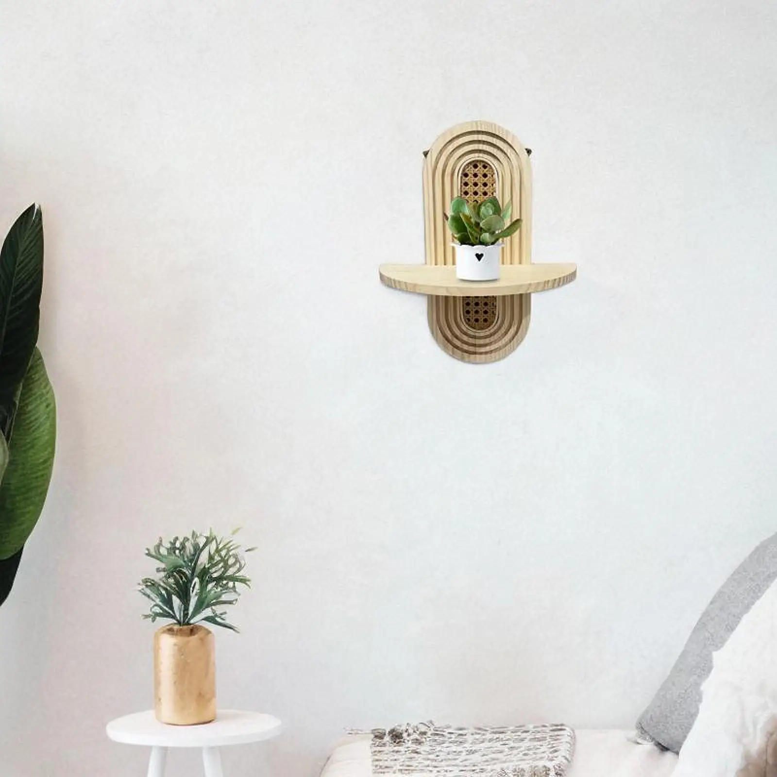 Estante de pared bohemio multiusos, estante de exhibición Retro, estante colgante de estante flotante de madera para baño, porche, oficina - imagen 4