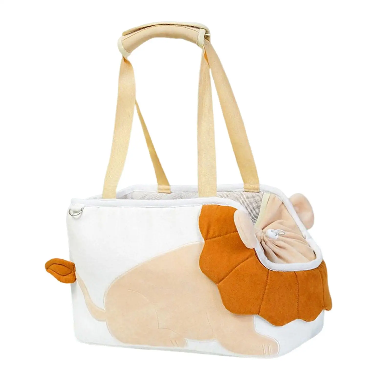 Pet Cat Shoulder Bag Pouch Hand Tote Cat Carrier Cartoon Lion Pattern Padded