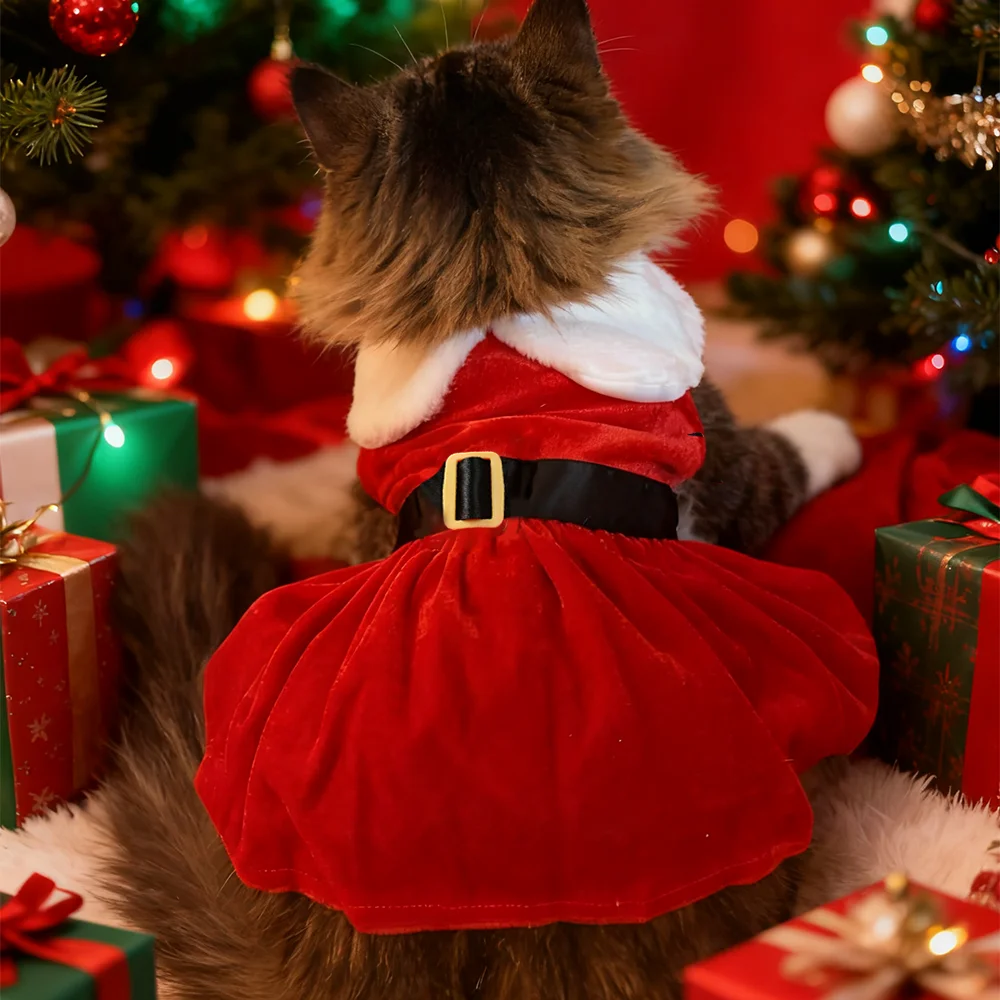 Disfraz navideño de gatito para perros y gatos – Vestido festivo - imagen 5