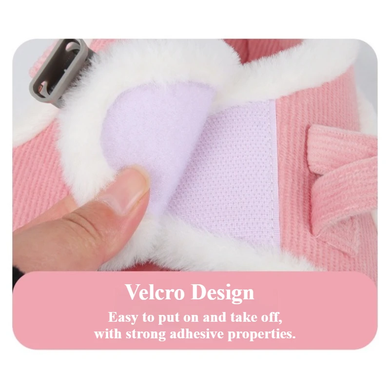 Conjunto de arnés y correa de piel de conejo, chaleco reflectante de felpa cálido para mascotas para perros pequeños y gatos, arnés cómodo ajustable - imagen 3