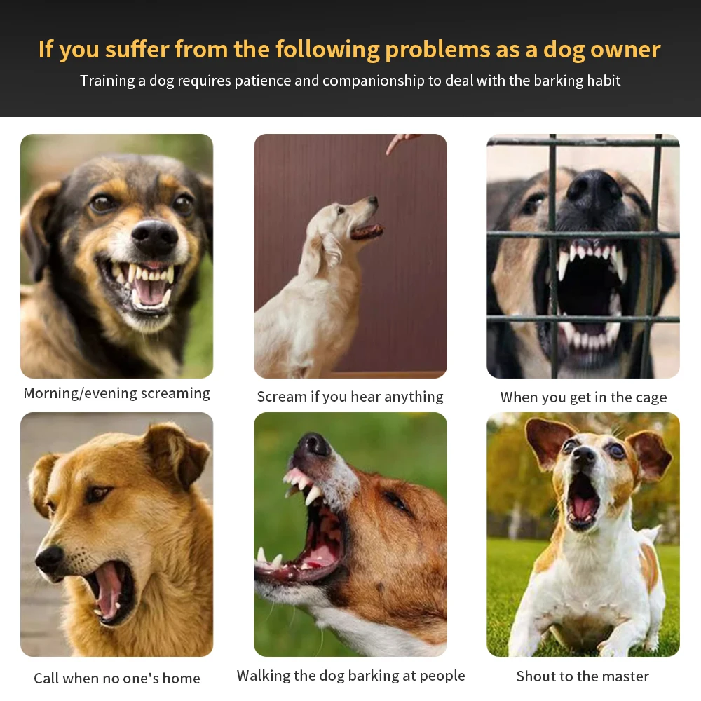 Dispositivo automático de parada de ladridos para perros, Collar eléctrico de entrenamiento para mascotas, valla ultrasónica ajustable, vibración de choque, entrenador para perros - imagen 2