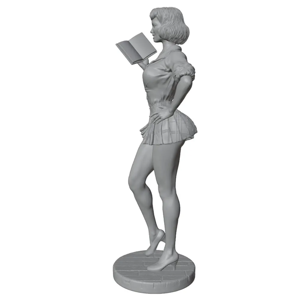 Figura de profesor con libro sin pintar, vista frontal
