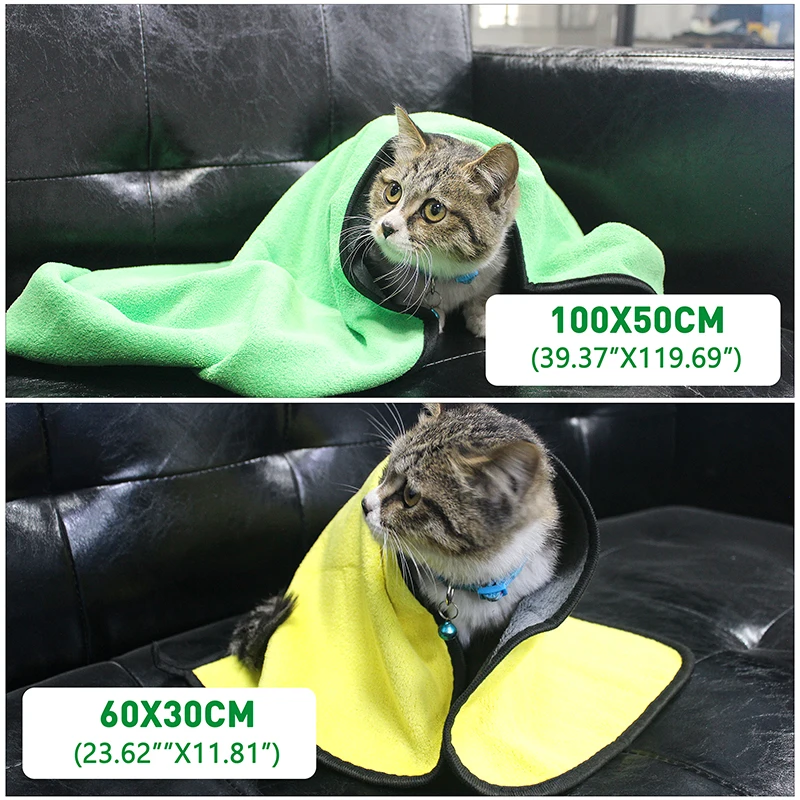 Toalla absorbente para mascotas de secado rápido, Toalla de baño para perros y gatos, toallas suaves de fibra sin pelusa para perros, manta para Gato, suministros para mascotas - imagen 4