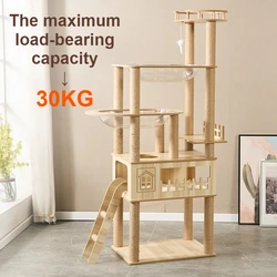 Árbol rascador de lujo para gatos con hamaca y plataformas de juego