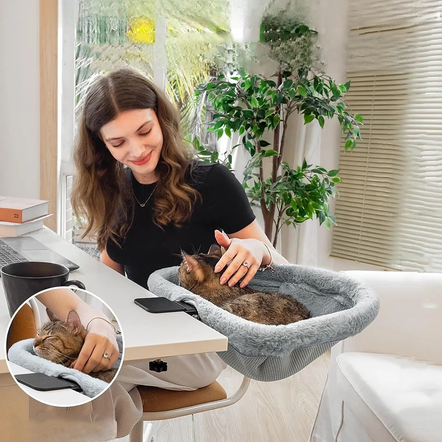 Cama escritorio plegable para gatos - Hamaca semicircular espacio - imagen 3