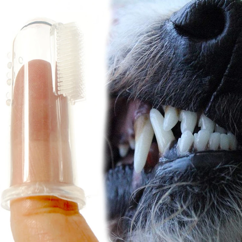 Cepillo de dientes de silicona transparente para mascotas, herramientas de limpieza bucal para perros, limpieza de dientes de mal aliento, suministros de limpieza para mascotas - imagen 2