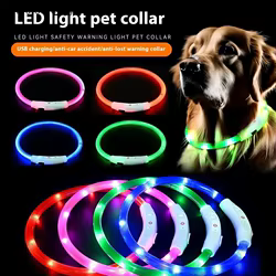 Collar LED recargable USB ajustable para perros y gatos luz 3 modos