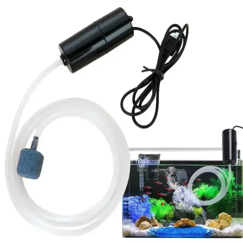 Bomba de oxígeno portátil USB para pecera; Bomba de oxígeno pequeña para acuario; Máquina de oxígeno súper silenciosa para pescar