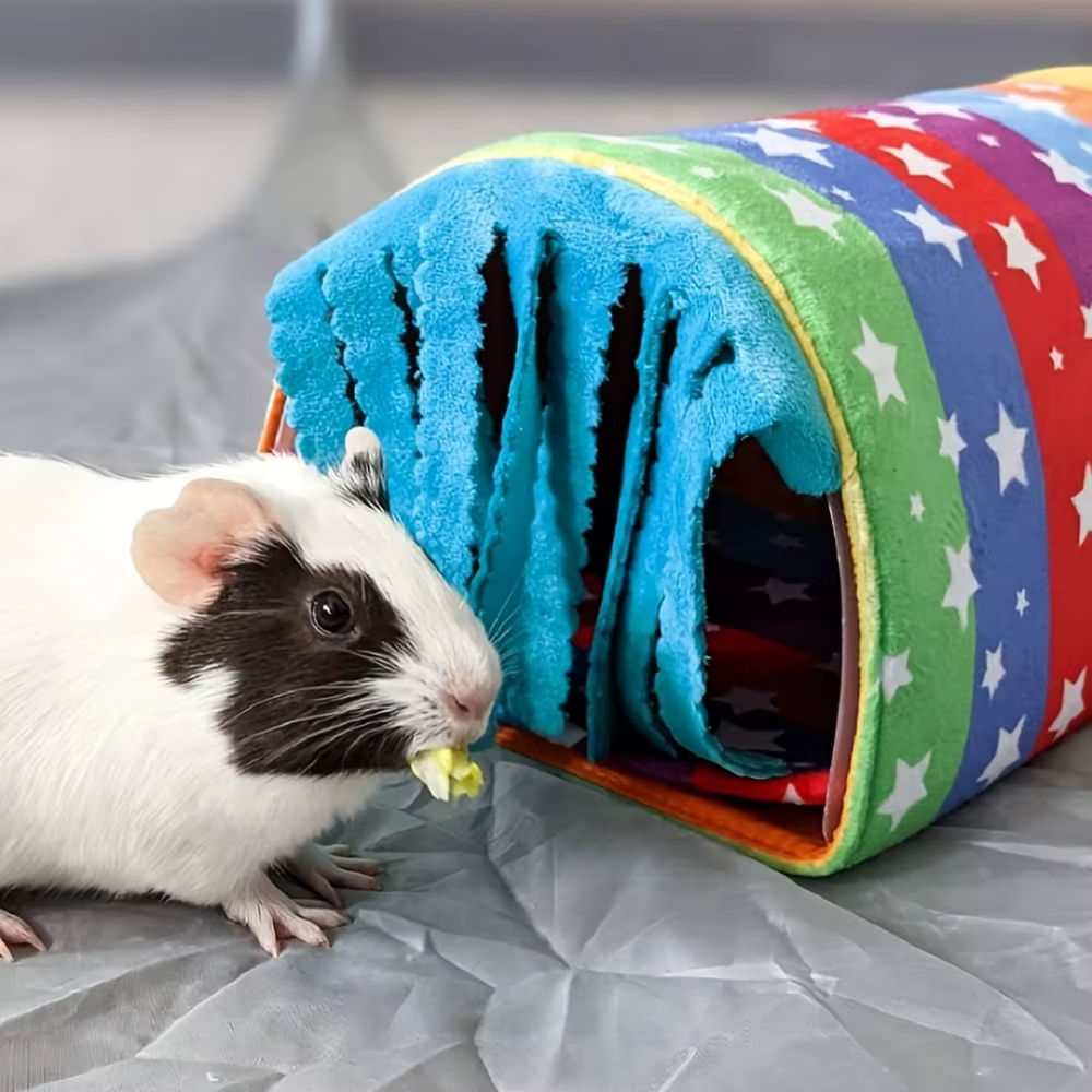 Túnel escondite con cortina para hámster, cobaya y conejos pequeños - imagen 2