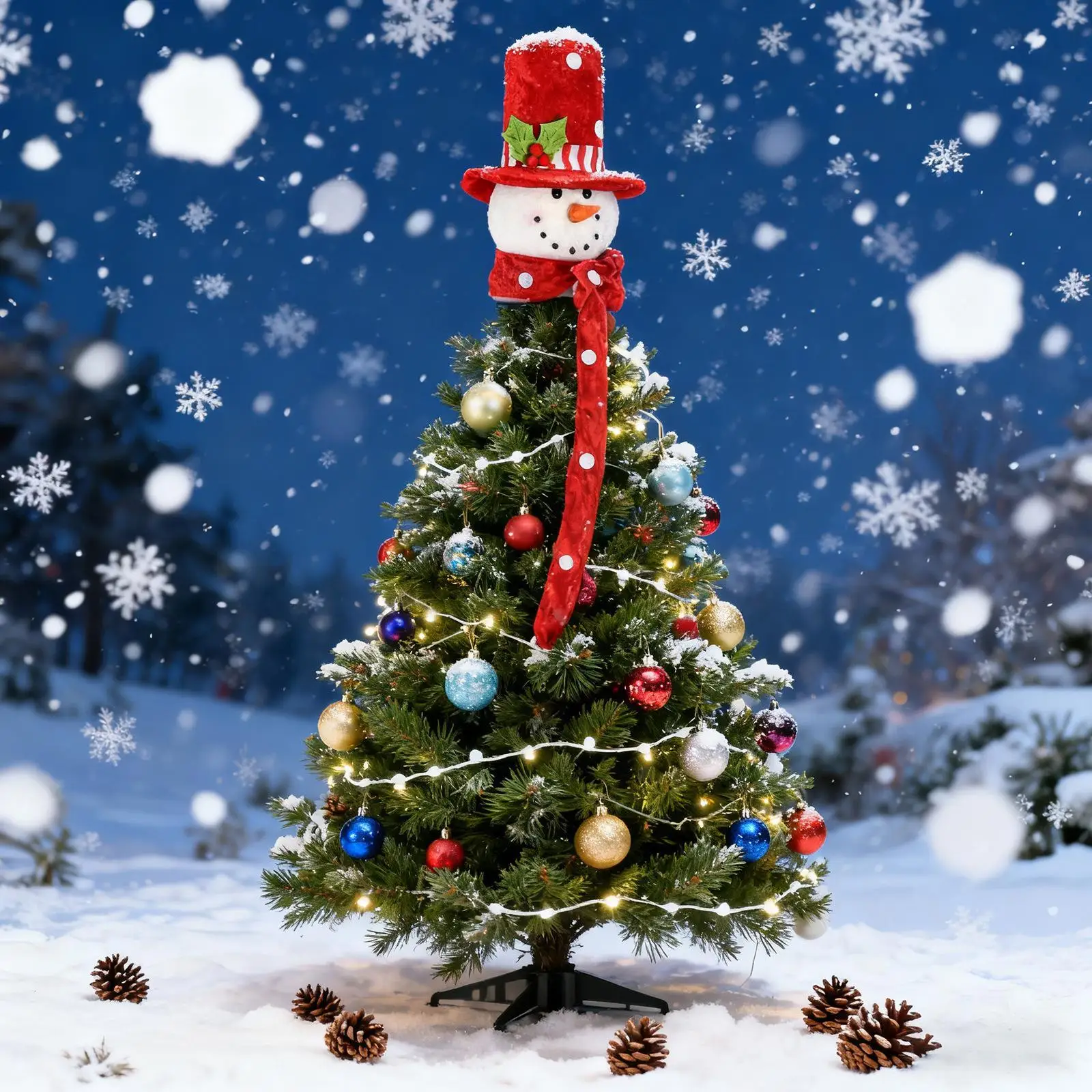 Sombrero de copa de árbol de Navidad, abrazador de muñeco de nieve, Navidad tradicional bonita de temporada para adornos de chimenea