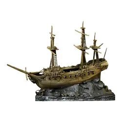 Barco de vela grande de resina, decoración de acuario, modelo de barco realista, accesorios para decoración de pecera
