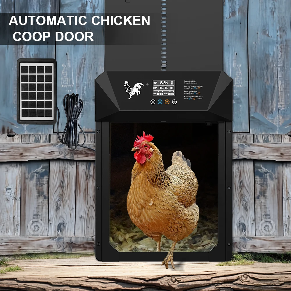 Puerta automática solar para gallinero con LCD y temporizador – 4 modos - imagen 4