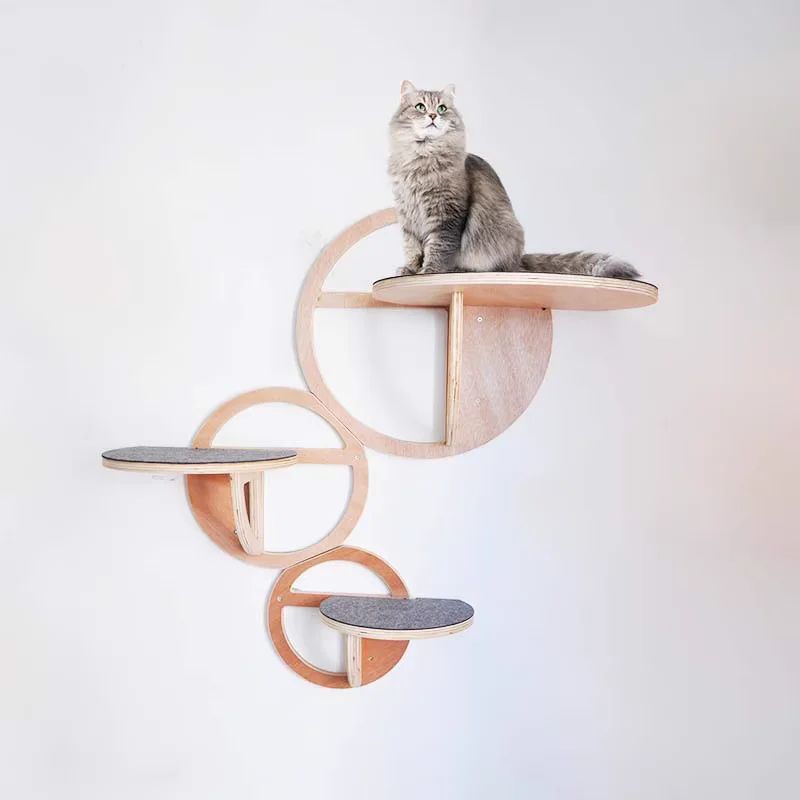 Marco de escalada para mascotas, nido para gatos montado en la pared, poste rascador de Sisal para gatos, plataforma de salto de nubes, madera ecológica