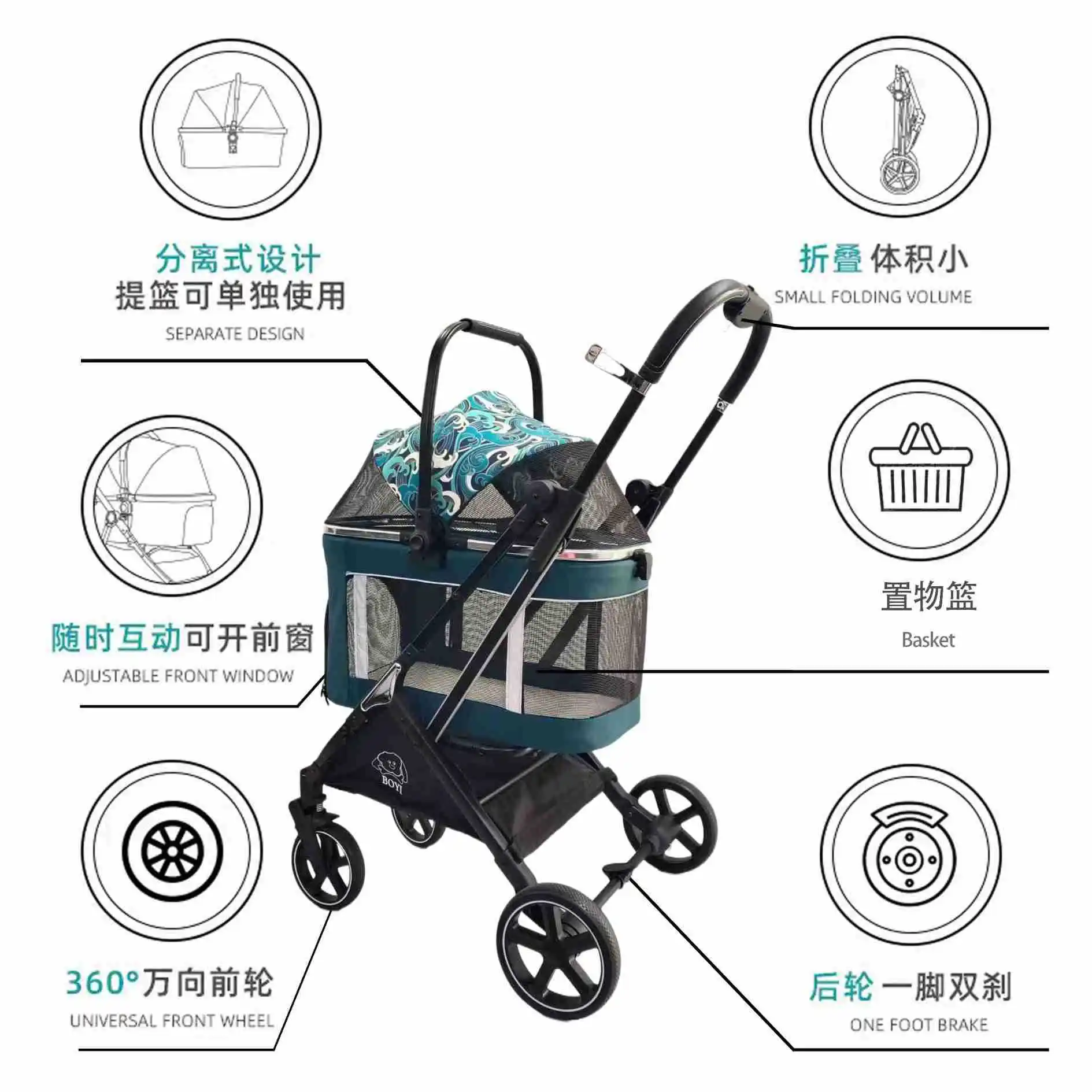 Cochecitos para mascotas para perros grandes y medianos, bolsa Universal para gatos, cochecitos grandes plegables y desmontables, productos para mascotas - imagen 3