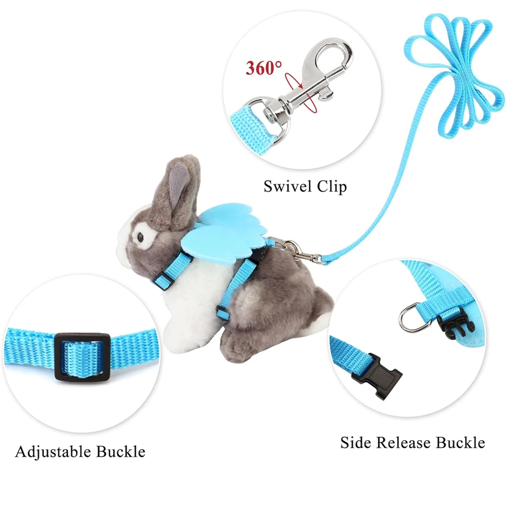1 Juego de arnés y correa para conejos y gatos con alas de Ángel, accesorios personalizados para conejos, ropa para hámster - imagen 3