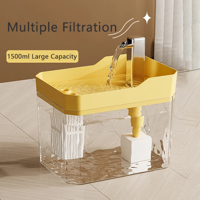 Fuente de agua automática para gatos, dispensador de bebidas silencioso USB para mascotas, bebedero para gatos y gatitos, accesorios para gatos, 1500ml - imagen 3