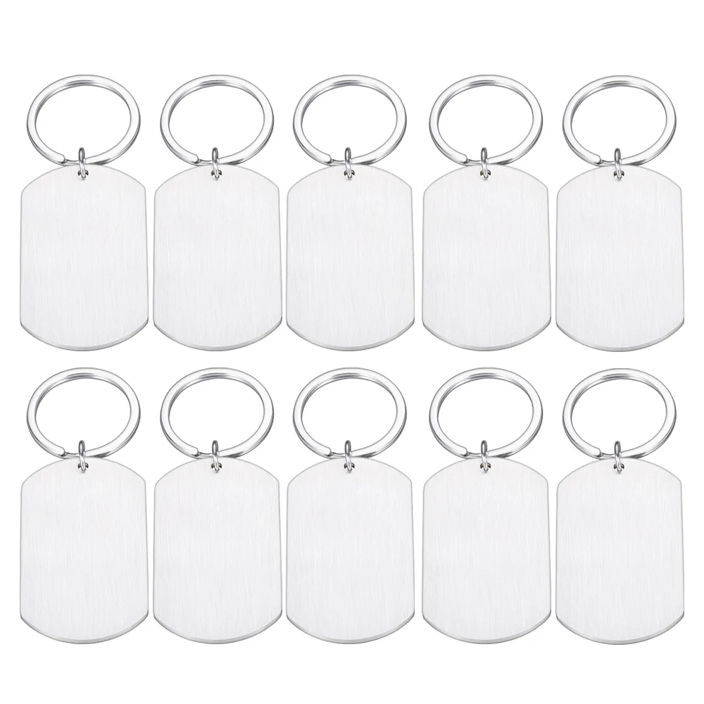 10 Uds etiqueta de identificación en blanco llavero con placa de nombre militar de acero inoxidable para accesorios DIY logotipo personalizado nombre mujeres hombres llavero anillo - imagen 5