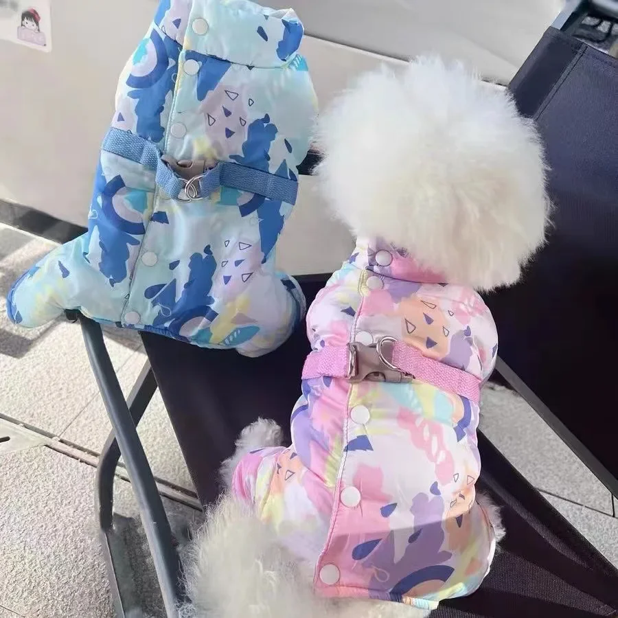 Ropa de otoño e invierno para mascotas, Parkas gruesas de cuatro patas, protección del vientre, mono para perros, ropa más cálida, abrigo de cuatro patas