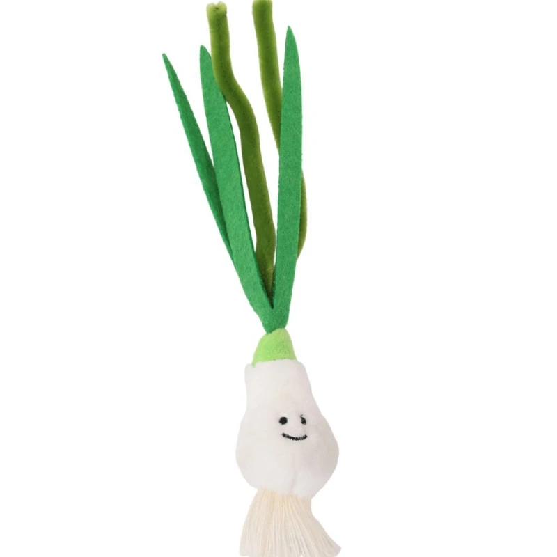 Juguete de peluche para masticar para gatos, cebollino simulado interactivo, lindo gatito chirriante, accesorios para gatos resistentes a mordeduras