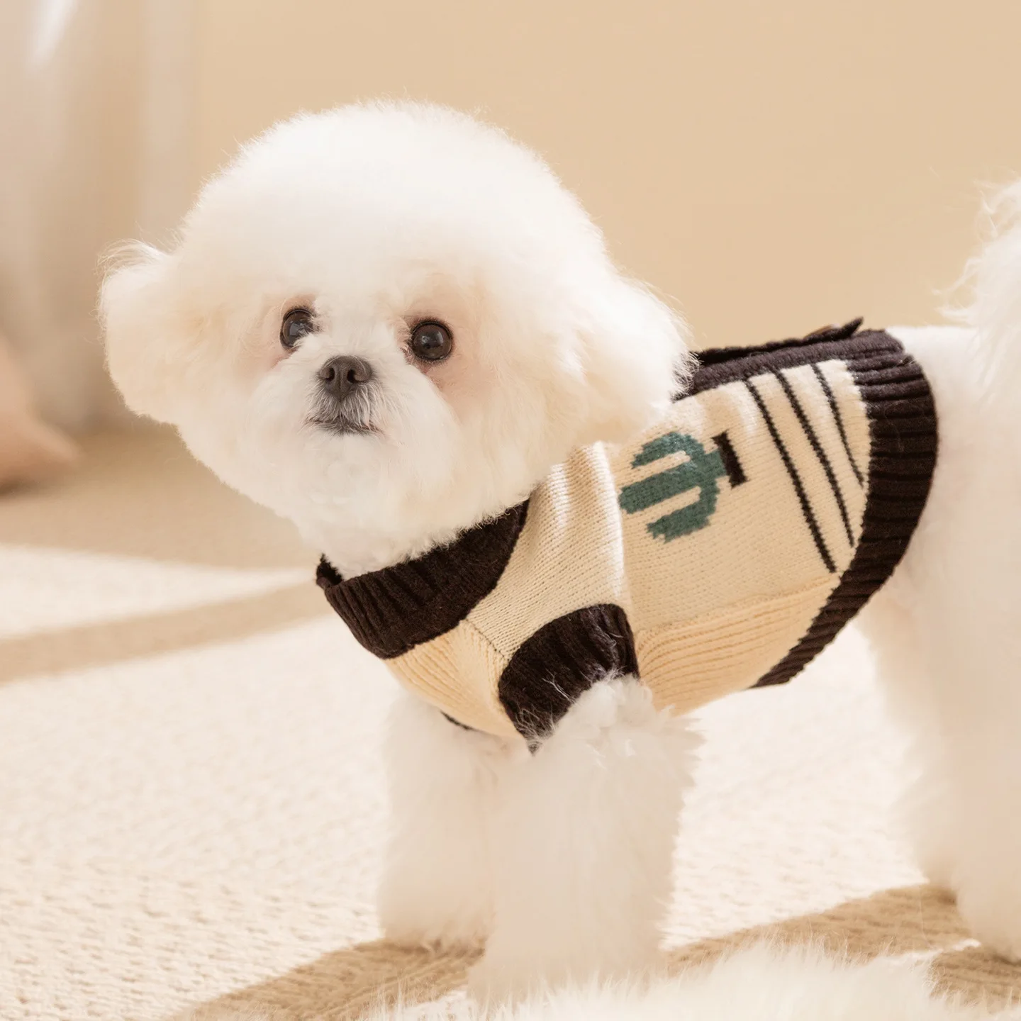 Otoño Invierno Linda Chaqueta de punto sin mangas suéter cálido para perros pequeños medianos chaqueta para gatos para perros pequeños - imagen 3