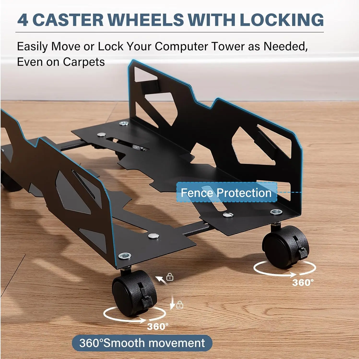 Soporte móvil para CPU con ruedas – Carro ventilado para PC compacto - imagen 3