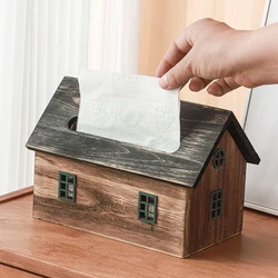 Caja de pañuelos de madera creativa para restaurante B & B, caja de papel Retro de madera maciza, cajas de papel en rollo para el hogar y la sala de estar