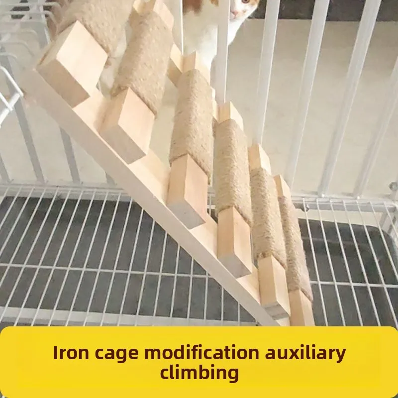 Escalera de madera maciza para mascotas, Villa especial para escalar, espada de yute, marco de escalada para gatos, escaleras para mascotas, accesorios para jaulas para gatos
