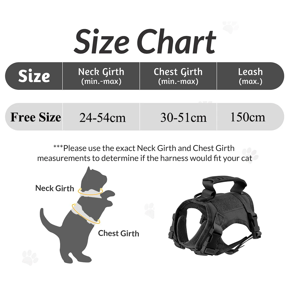 Tactical Cat Harness For Walking Escape Proof Adjustable Pet Vest Harness Soft Mesh With Control Handle For Large Cat Small Dog - imagen 2